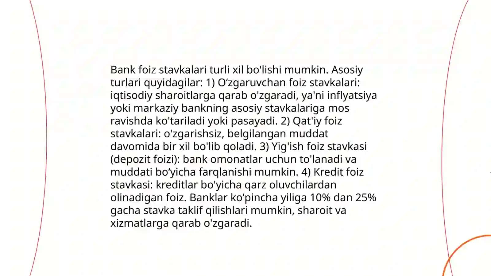 Xorijiy davlatlar banklarining foiz siyosati va foiz stavkalari 4