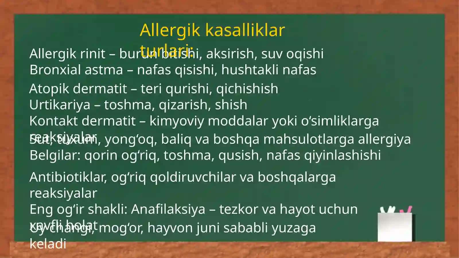 Allergik kasalliklar va uni oldini olish yo‘llari 4