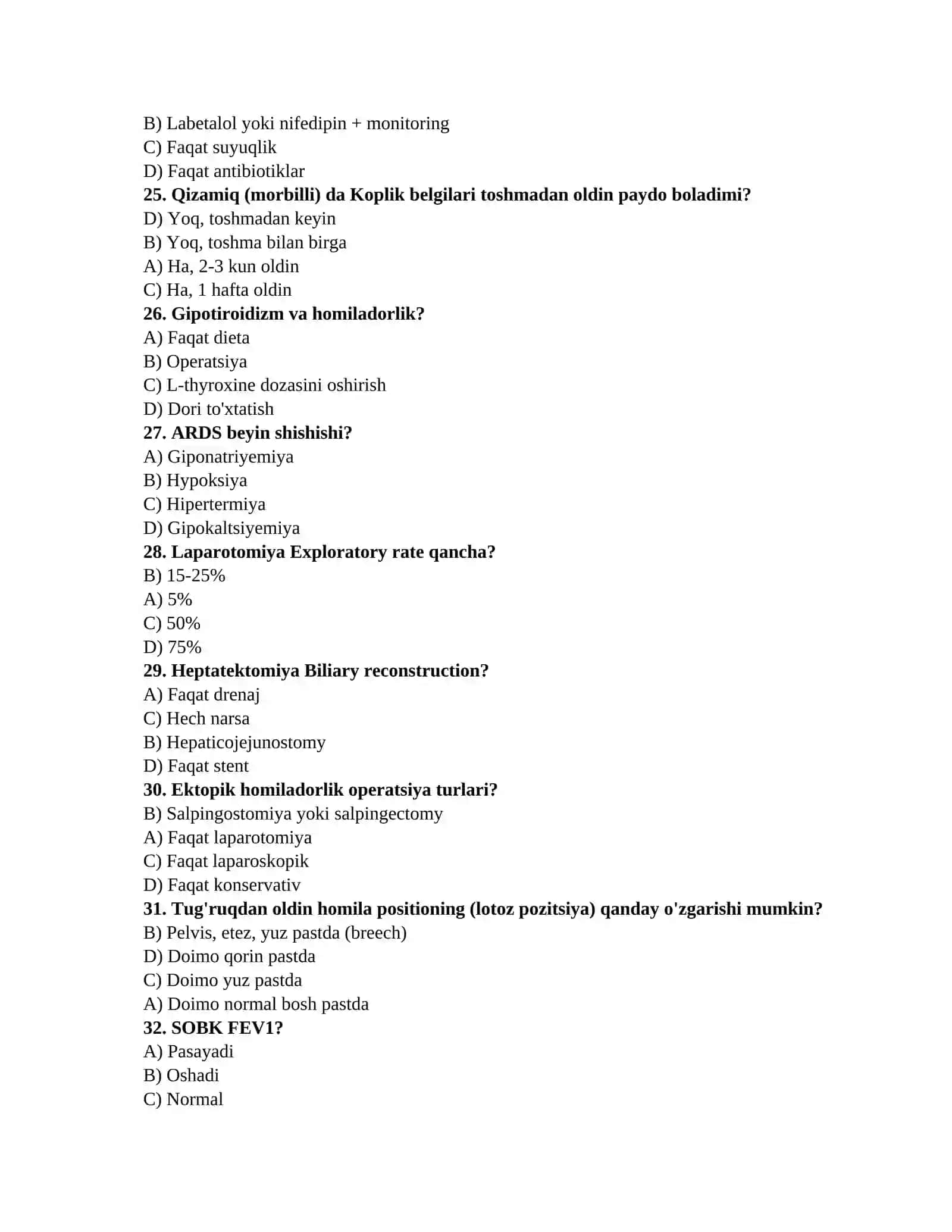 Tibbiyotdan test savollari 4
