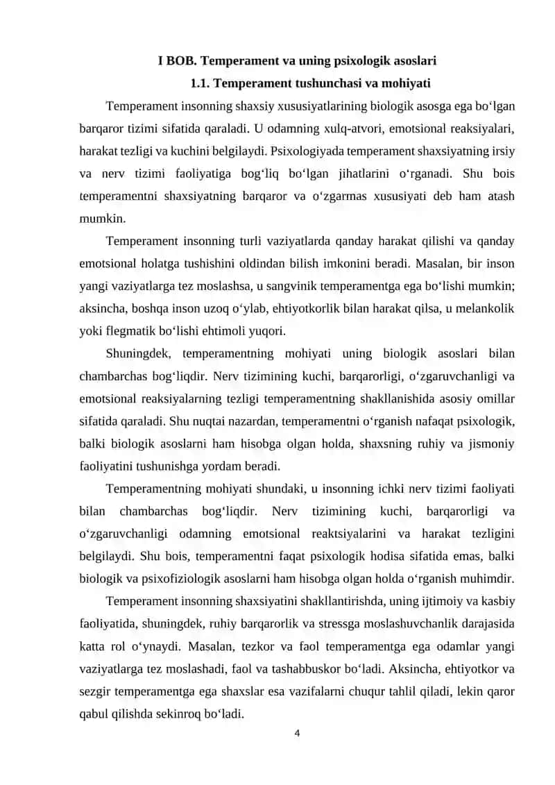 Temperament turlari va nerv tizimi faoliyatining psixologik asoslari 4
