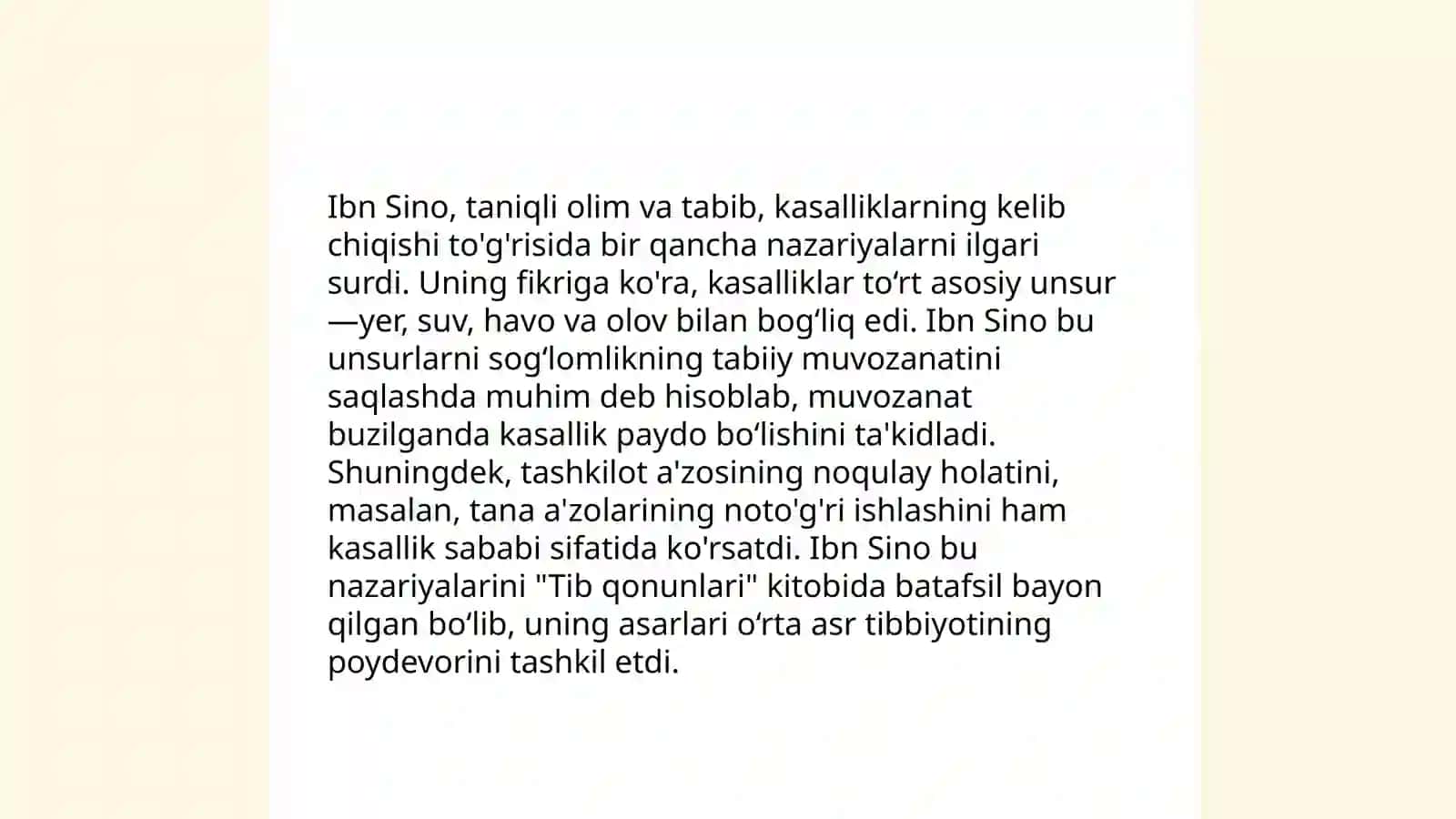 Ibn Sinoning kasalliklar kelib chiqishidagi falsafiy nazariyalar 4