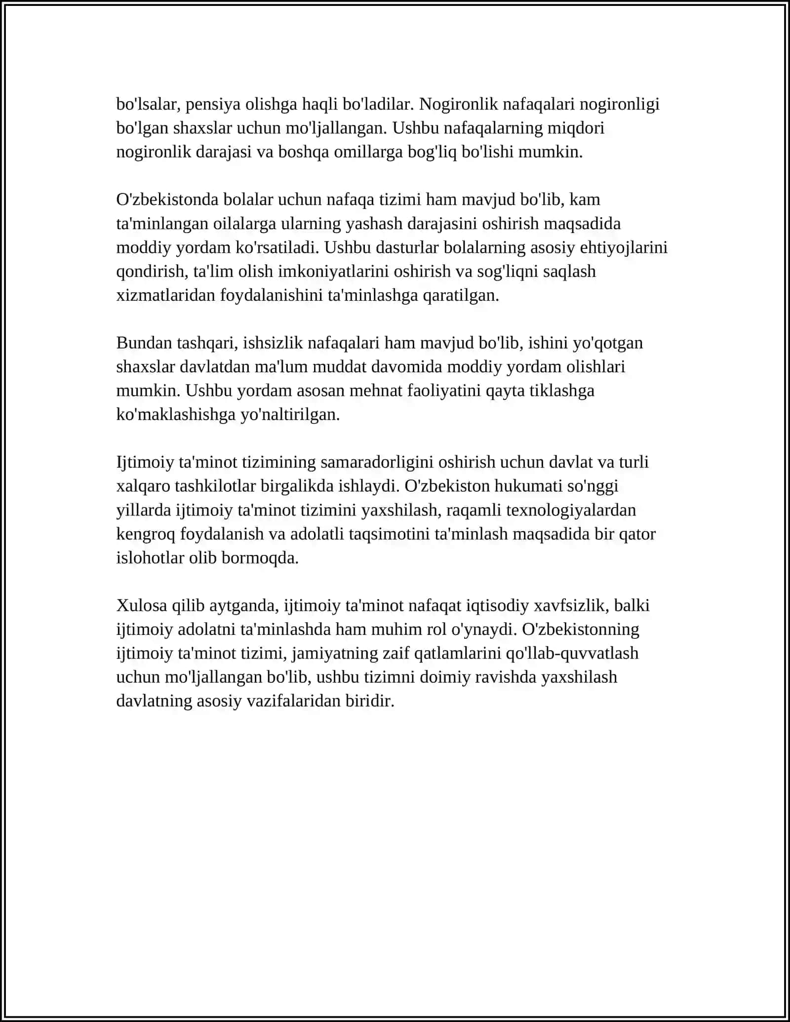 IJTIMOIY TAʼMINOT FANINING,TUSHUNCHASI,TIZIMI,ASOSIY PIRINSIPLARI,IJTIMOIY TAʼMINOT TURLARI 4