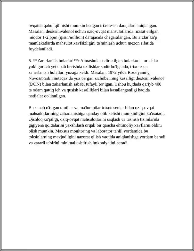 TRIXOTESENLAR BILAN OZIQ OVQAT MAHSULOTLARNI ZAHARLANISHI 4