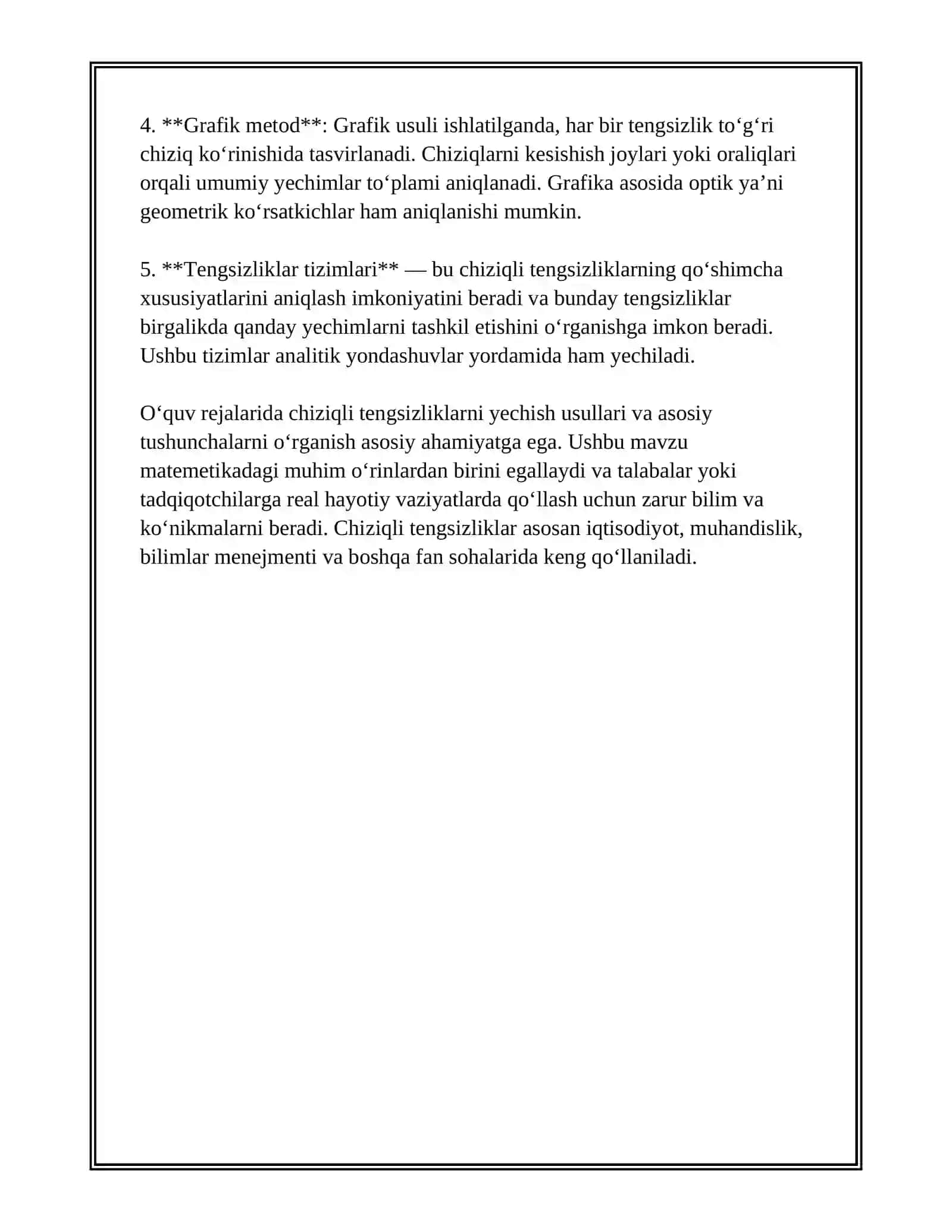 CHIZIQLI TENGSIZLIKLAR SISTEMASI VA ULARNI YECHISH USULLARI 4