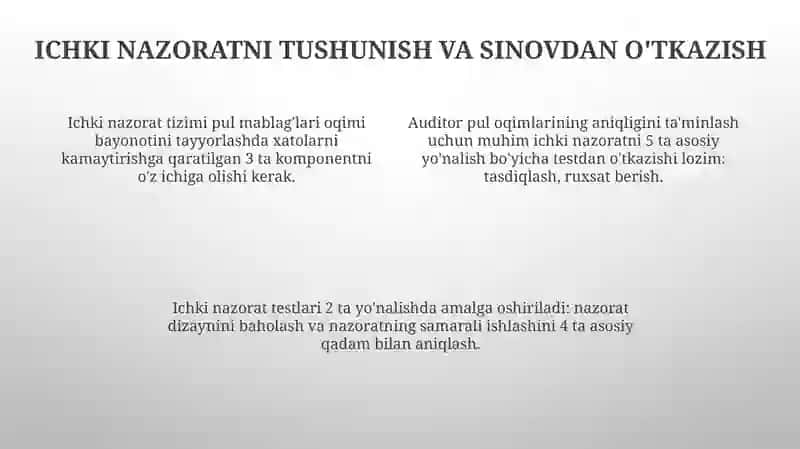 Pul oqimlari to‘g‘risidagi hisobot auditini o‘tkazish tartibi 4