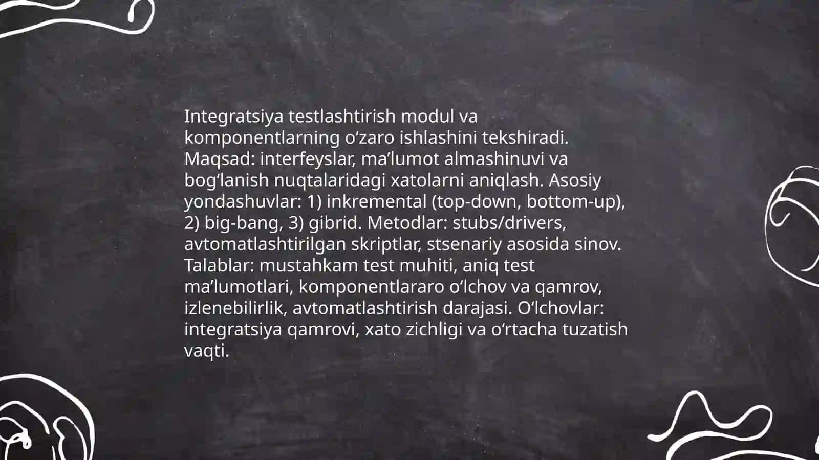 Testlashtirish: turlari,metodlari va unga qoyiladigan talablar 4