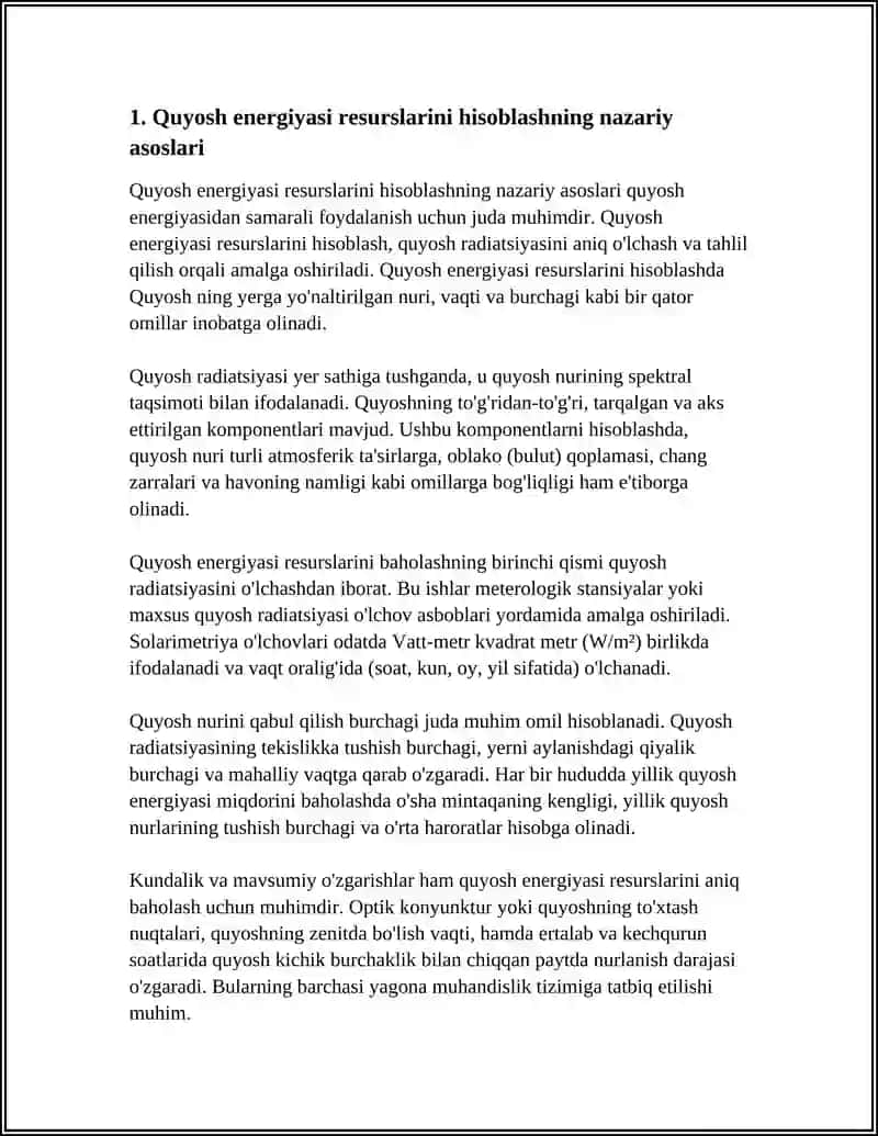 QUYOSH ENERGETIKASI RESURSLARINI HISOBLAS USULLARI 4