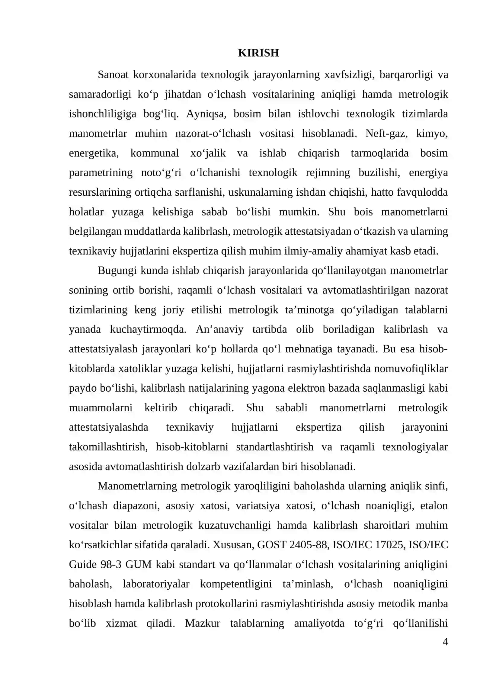 Manometrlarni metrologik attestatsiyalashda texnikaviy hujjatlarini ekspertiza qilish 4