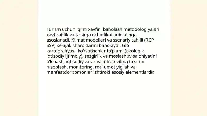 Iqlim oʻzgarishi va turizm strategik moslashuv mexanizmlari 4
