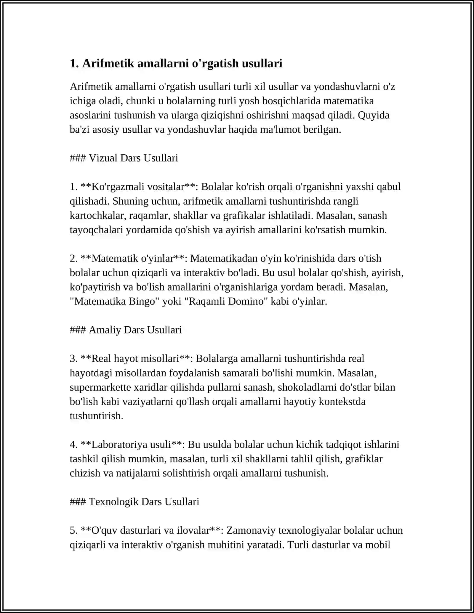 BIRINCHI SINFDA MATEMATIKADAN SODDA MASALALAR VA ULARNI YECHISHGA ÓRGATISH METODIKASI 4