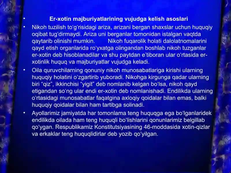 Er-xotinning mulkiy huquq va majburiyatlari 4