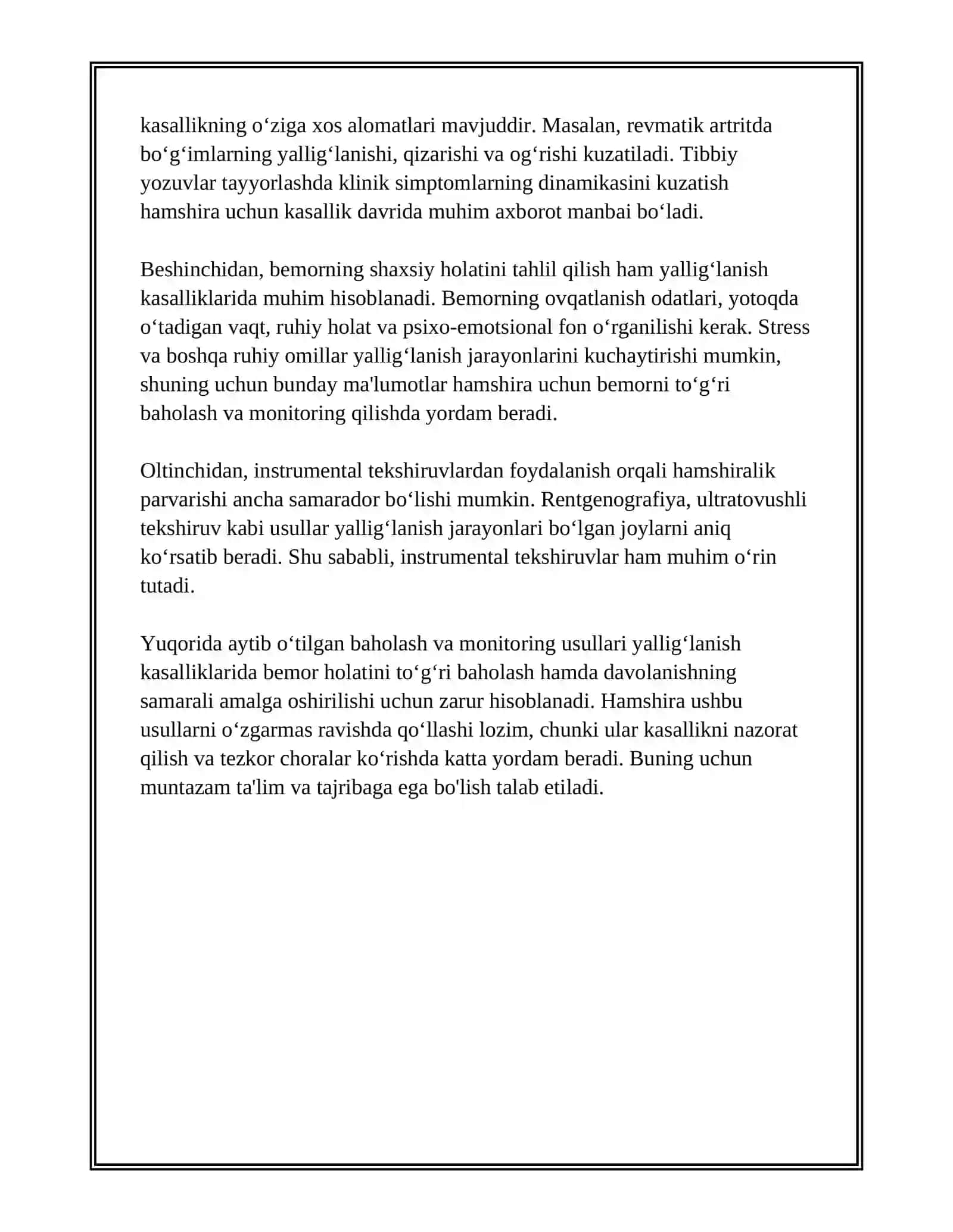 YALLIGʻLANISH KASALLIKLARDA HAMSHIRALIK PARVARISHI 4