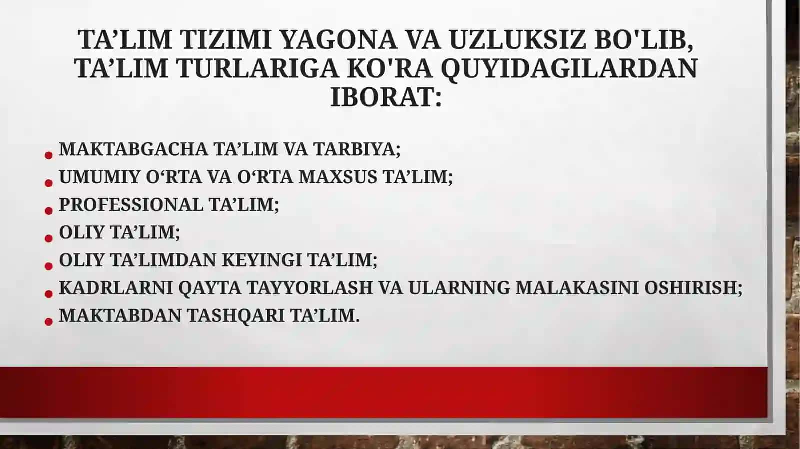 O‘zbekiston Respublikasi ta’lim tizimi 4