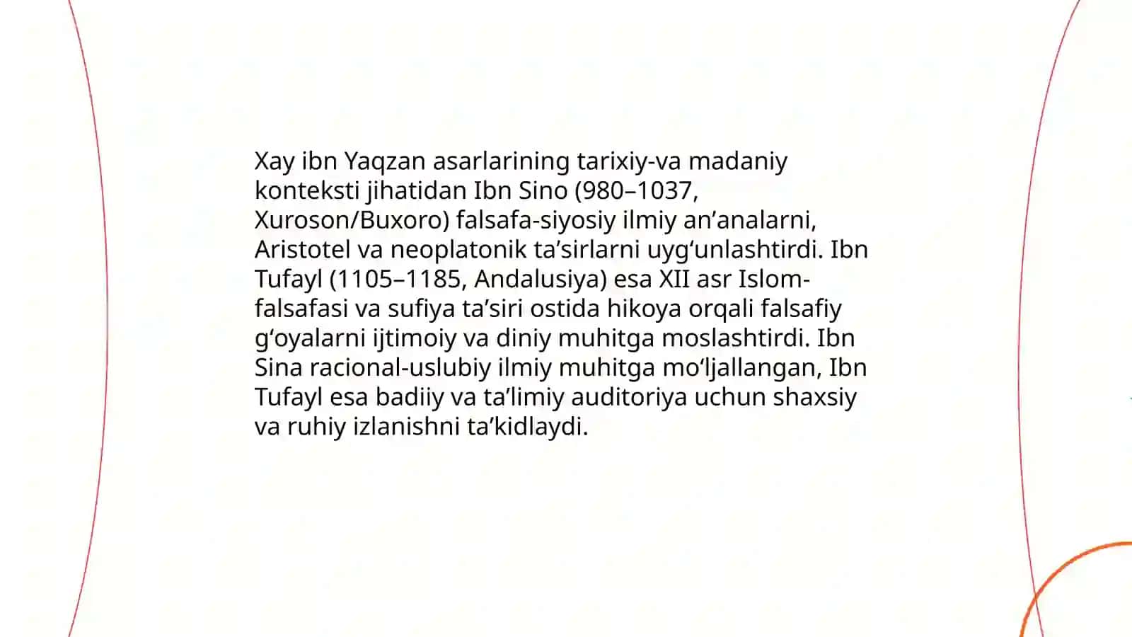 Ibn Tufayl va Ibn Sinoning "Xay ibn Yakson oʻgʻli" risolalarida muallifiy maqsadlarni qiyosiy tahlil qilish 4