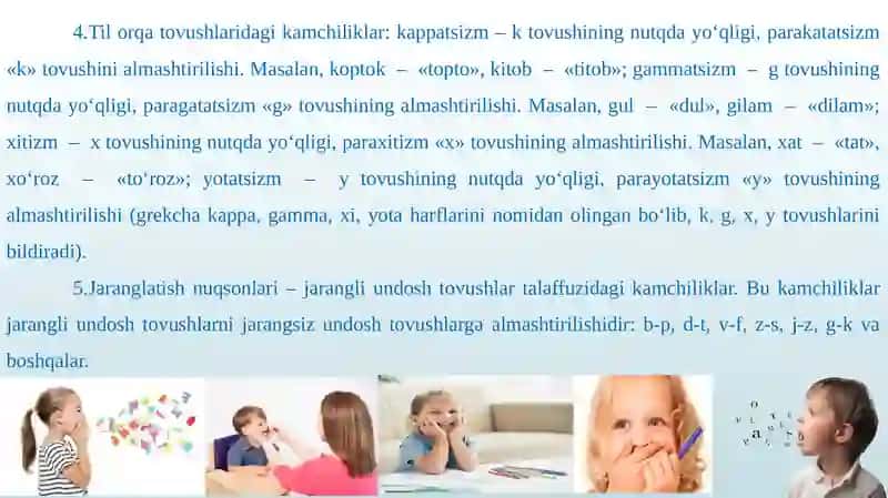 Dislaliya.Tovushlar talaffuzidagi kamchiliklar 4