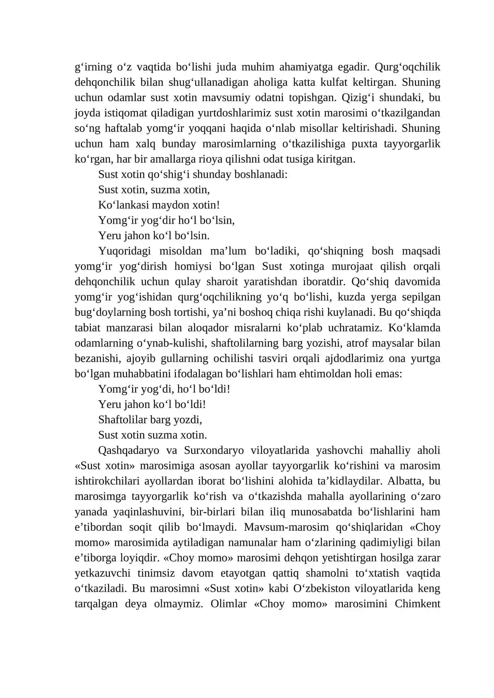 Ma’lum vaqt va ma’lum sharoitda ijro etiladigan kuy va qo’shiqlar 4
