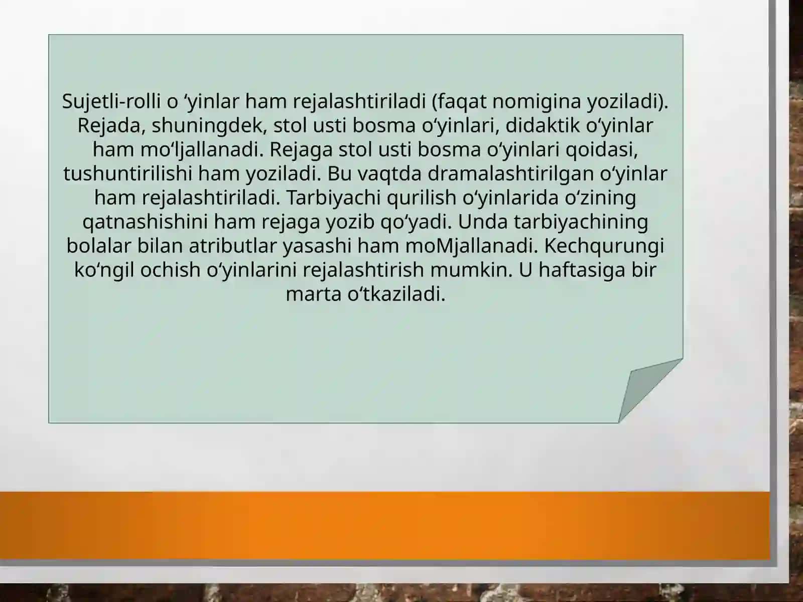 Kunning ikkinchi yarmi rejalashtirish 4