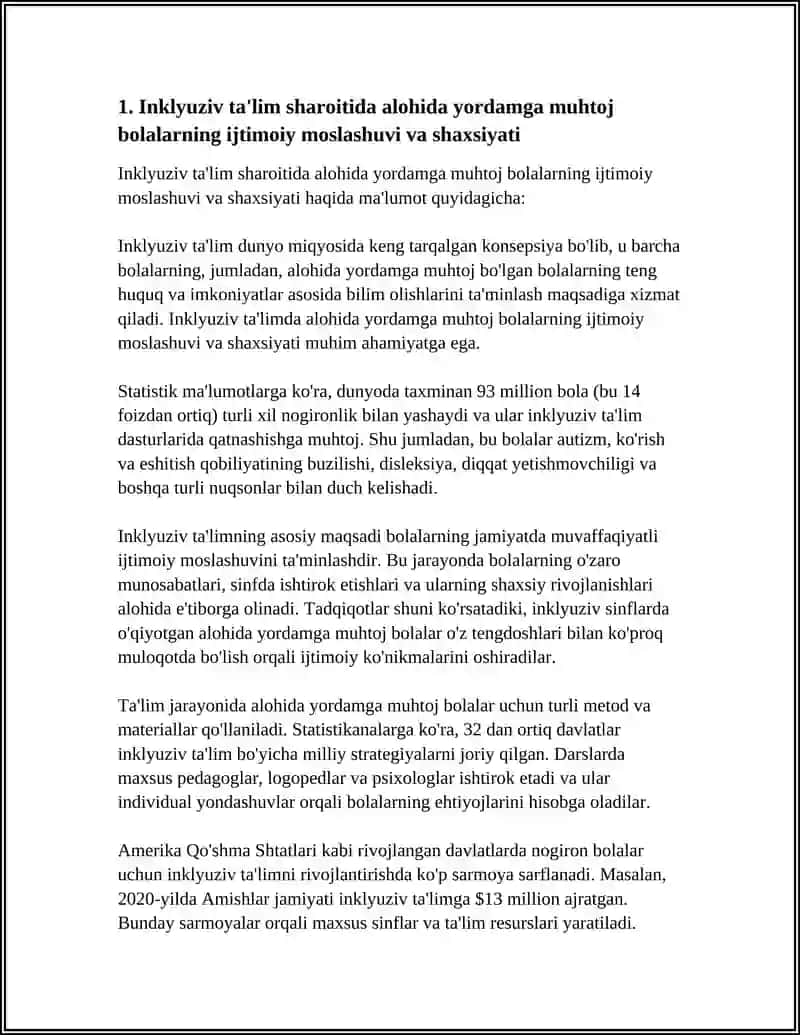 INKLYUZIV TALIMNI AMALGA OSHIRISH JARAYONI ALOHIDA YORDAMGA MUHTOJ BOLALARNING SHAXSINI RIVOJLANISHINING XUSUSIYATLARI MAVZUSIDA SLAYD YANI MUSTAQIL ISH KK 4