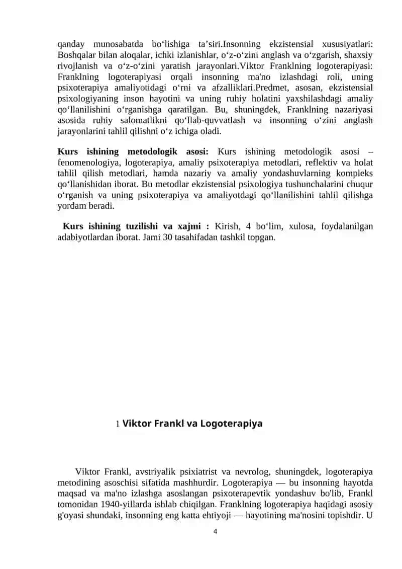 Eksiztensial psixologiyada insonning xususiyatlari Farnkl 4