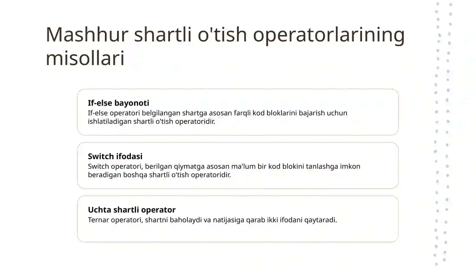Shartli va shartsiz o'tish operatorlari 4
