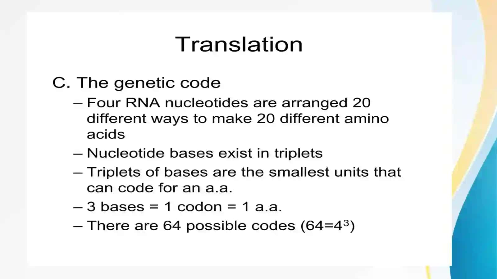 TRANSLATION (PROTEIN SYNTHESIS) 4