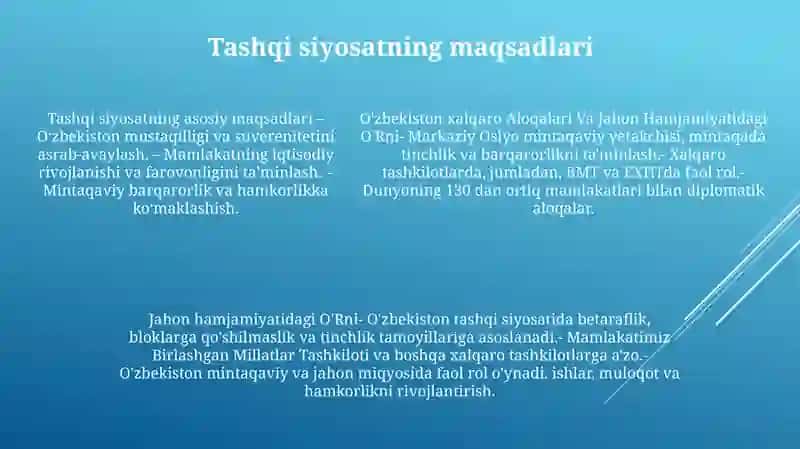 O'Zbekiston Xalqaro Aloqalari Va Jahon Hamjamiyatidagi O'Rni 4