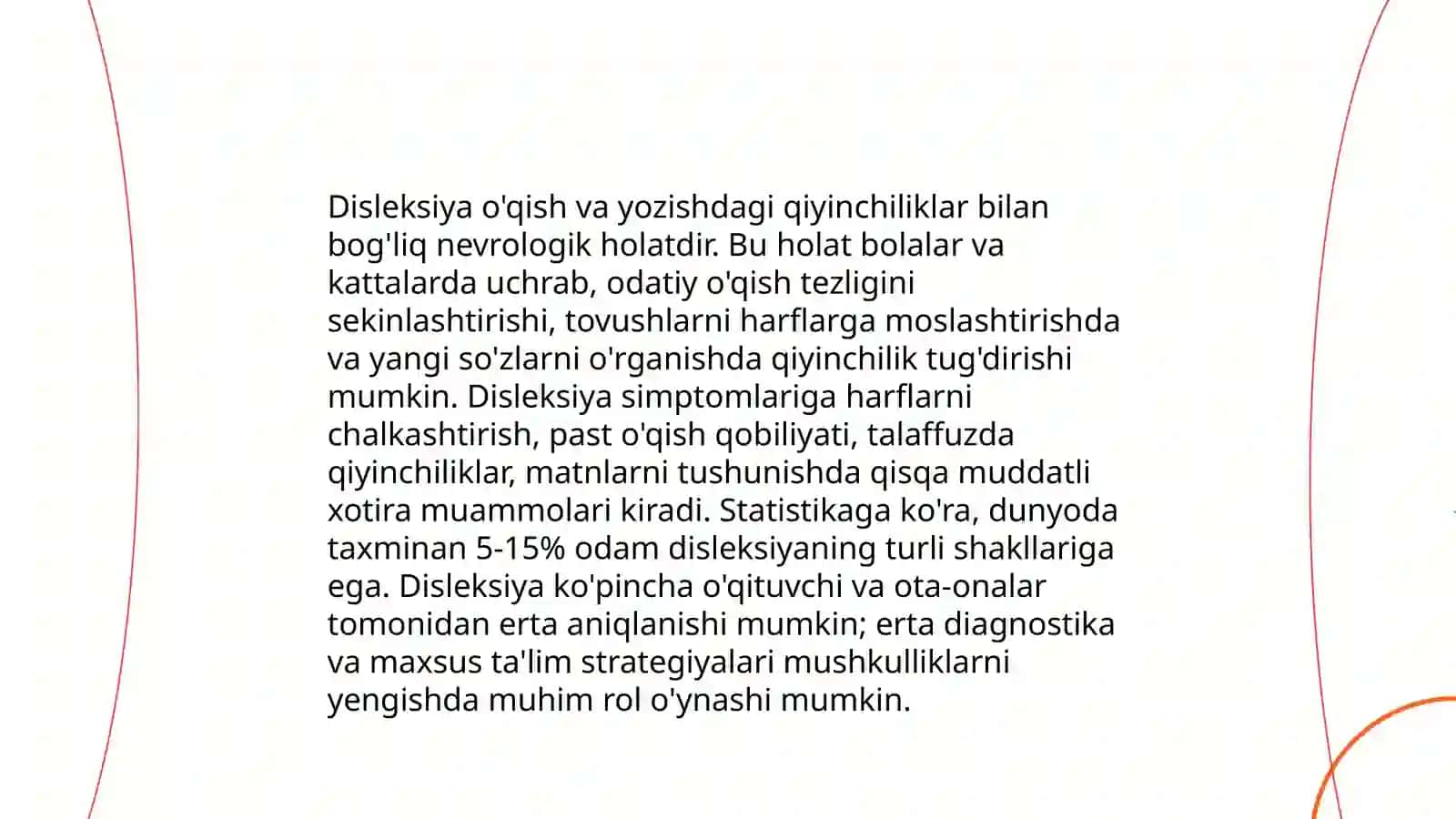 Disleksiya haqida tushuncha. Disleksiya tasnifi 4