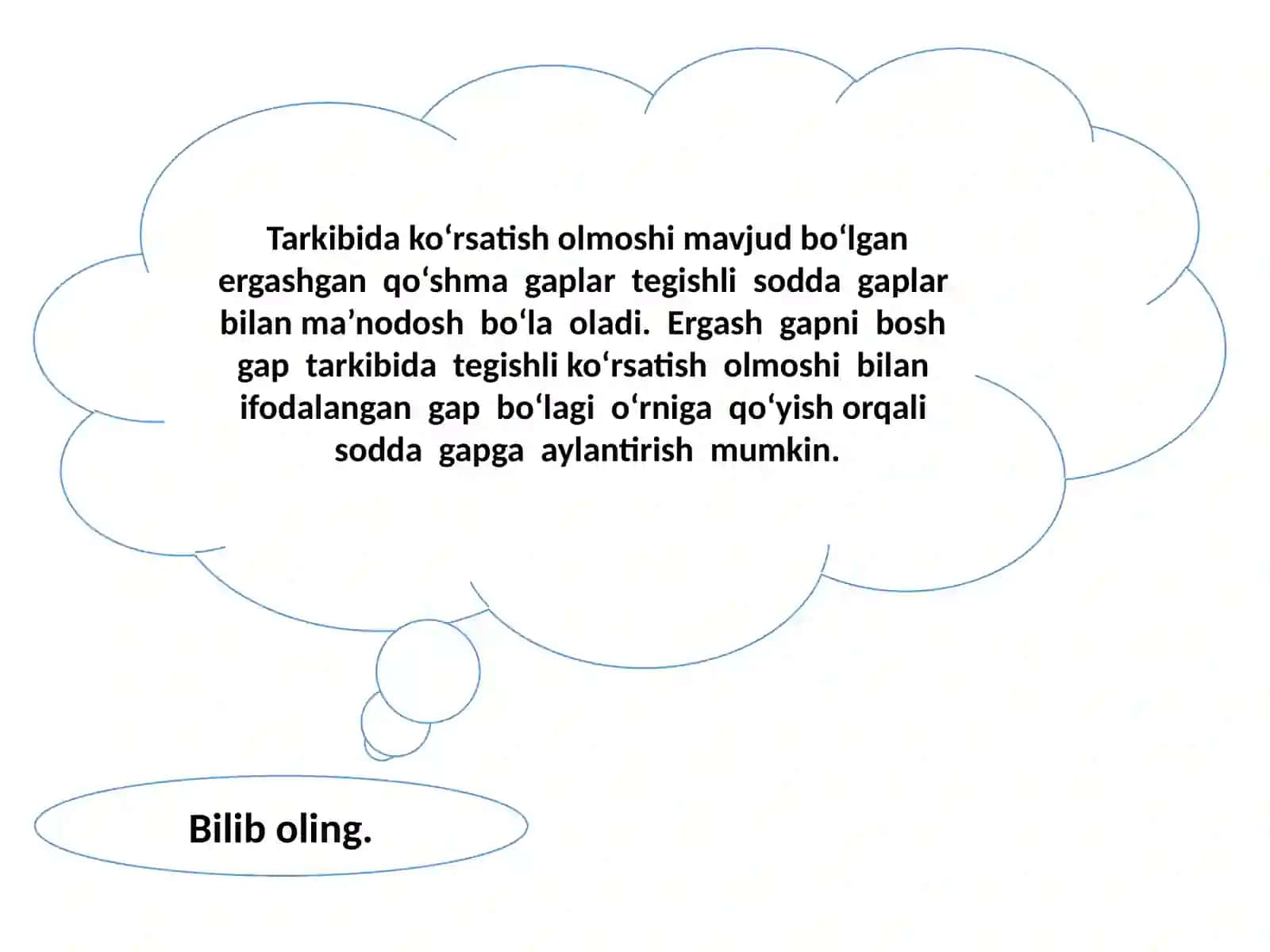 Ergashgan qo'shma gapning sodda gaplar bilan ma'nodoshligi 4