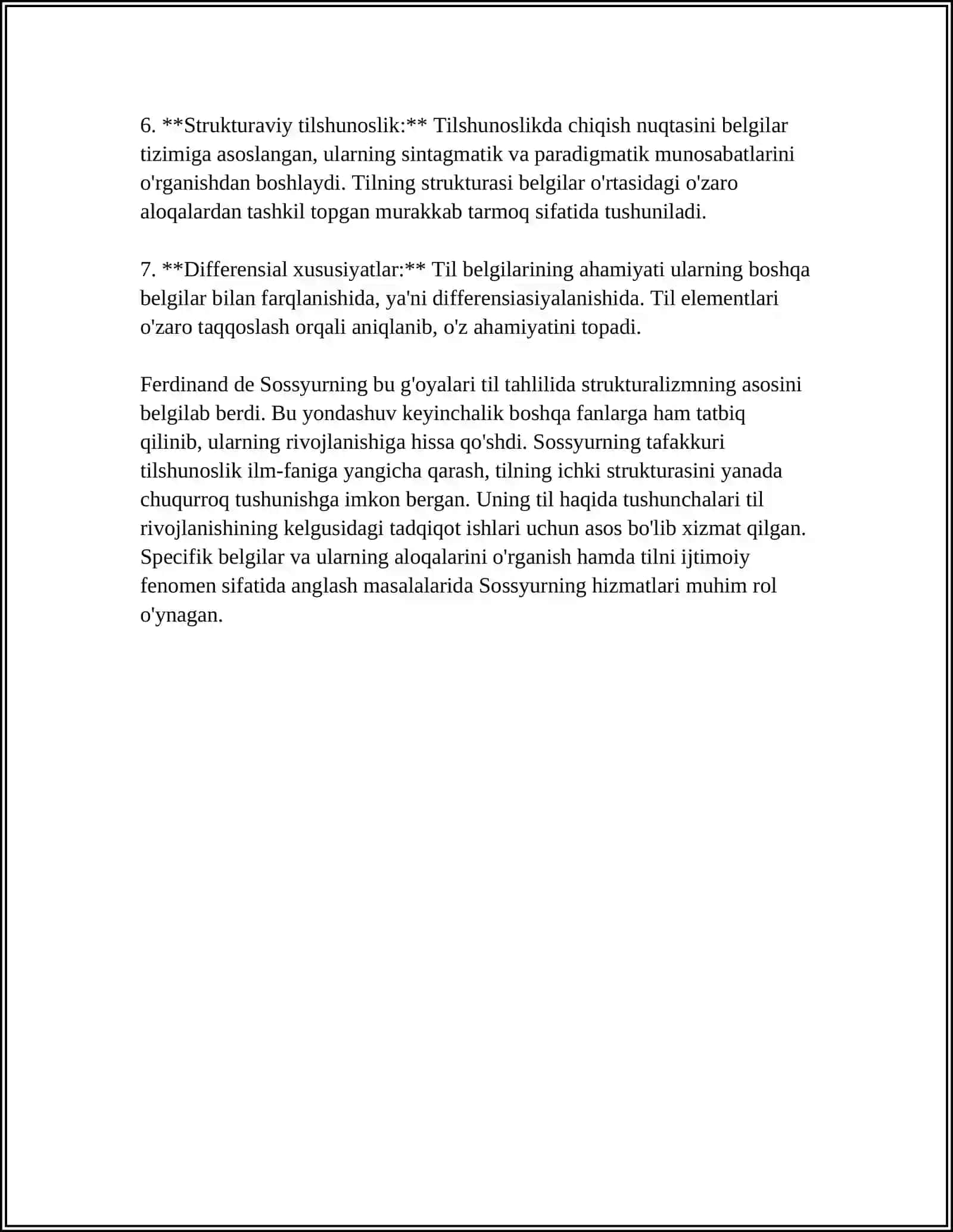 REFERAT Mavzu: FERDINAND DE SOSSYURNING LINGVISTIK NAZARIYASI 4