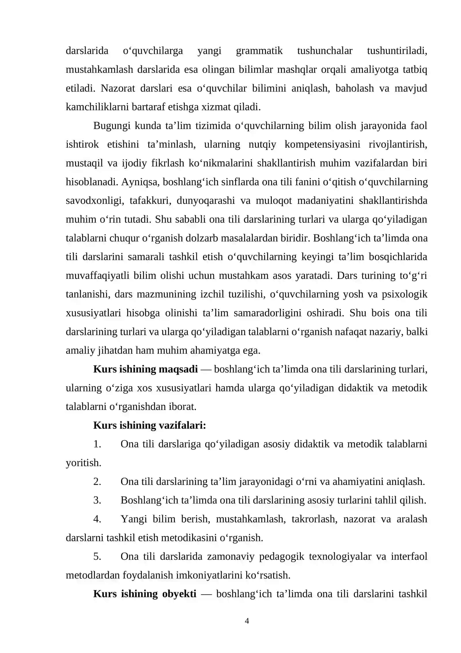 Boshlangʻich sinf ona tili darslariga qoʻyiladigan talablar 4