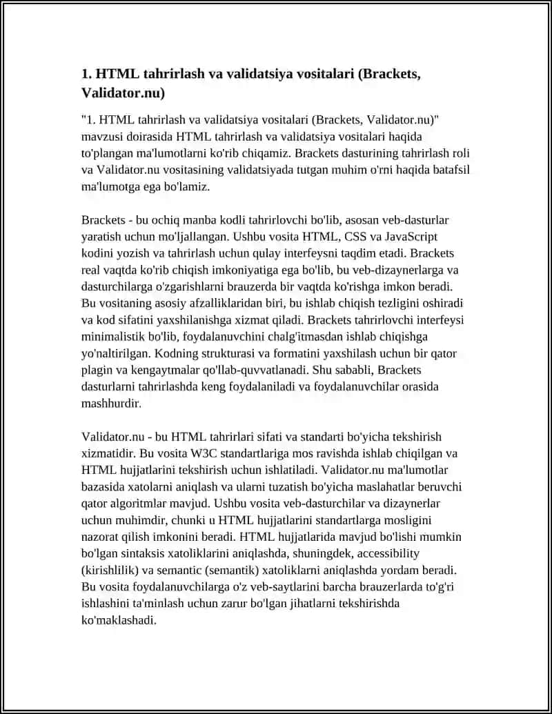 HTML tahrirlash va validatsiya vositalari (Brackets, Validator.nu) 4