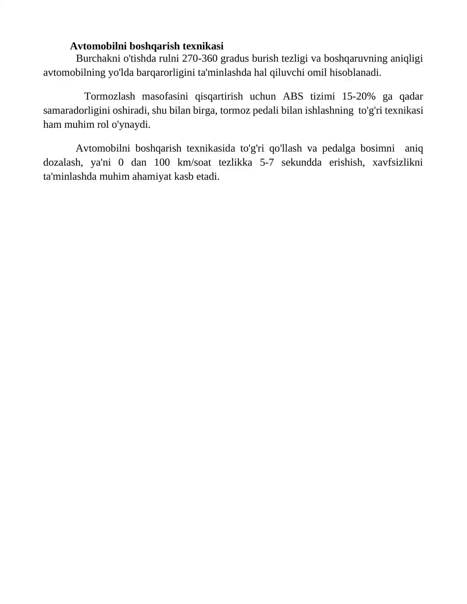 Haydovchi avtomobil yo’l muhit tizimida haydovchining o’rni 4
