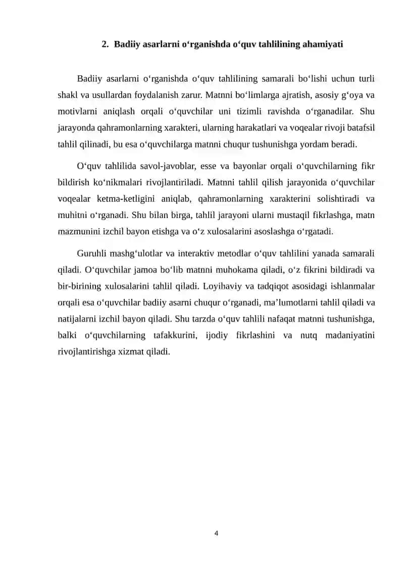 Badiiy asarlarni oʻrganishda oʻquv tahlilidan foydalanish 4