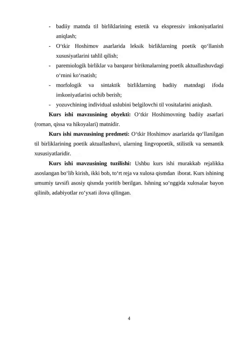 O`tkir Hoshimov asarlarida til birliklarining poetik aktuallashuvi 4