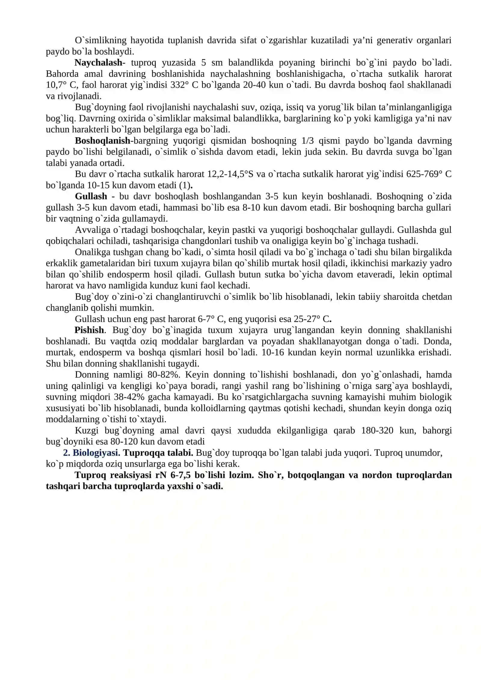 BUG`DOY- AHAMIYATI, BIOLOGIYASI VA YETISHTIRISH TEXNOLOGIYASI 4