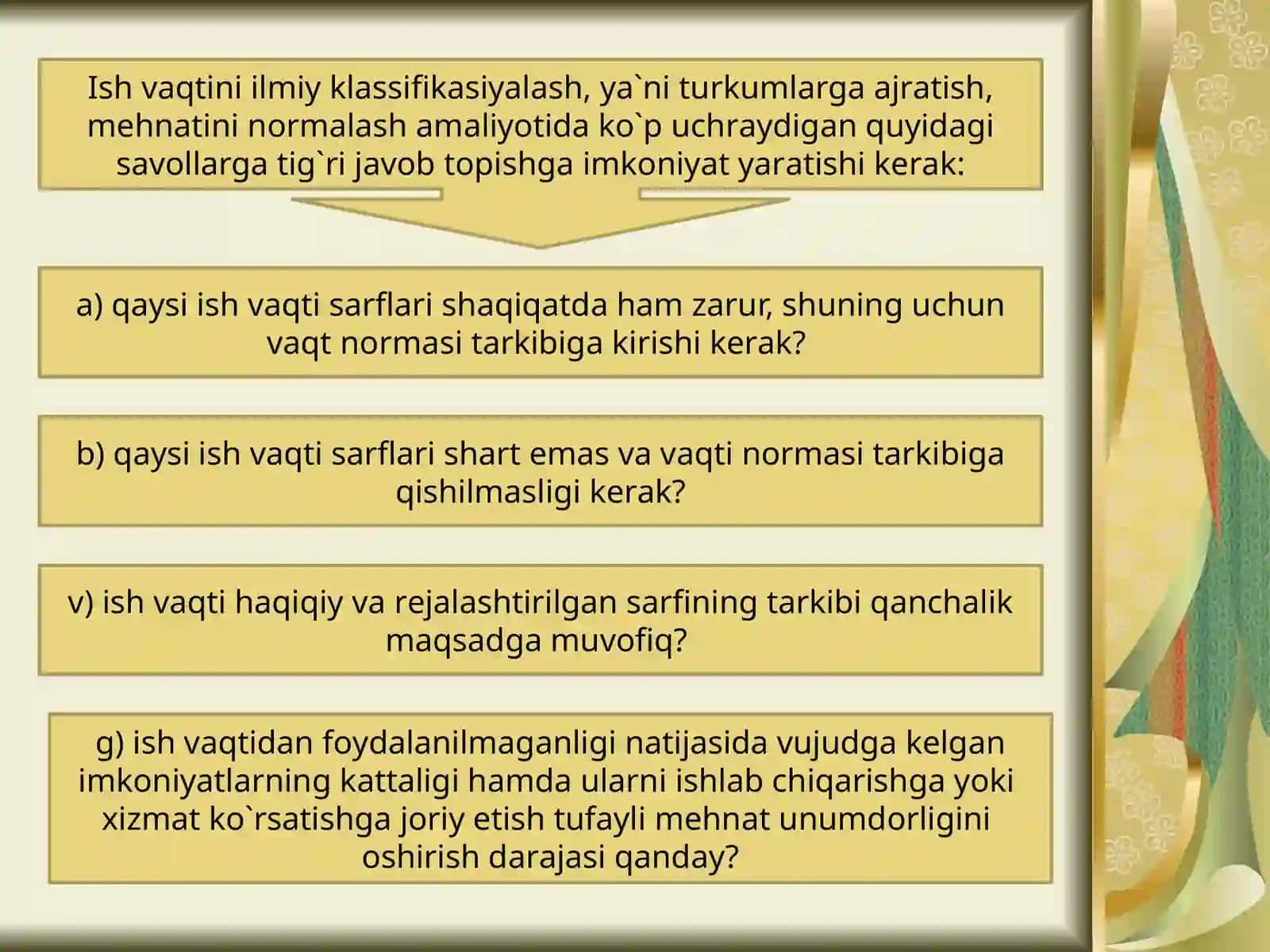 10-MAVZUISH VАQTI SАRFINING TURKUMLАNISHI(KLАSSIFIKАSIYASI) 4