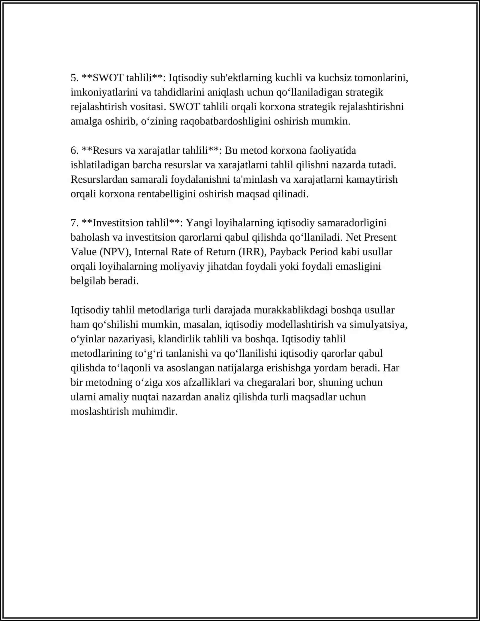IQTISODIY MASALALARNI YECHISHNING BAZI METODLARI 4
