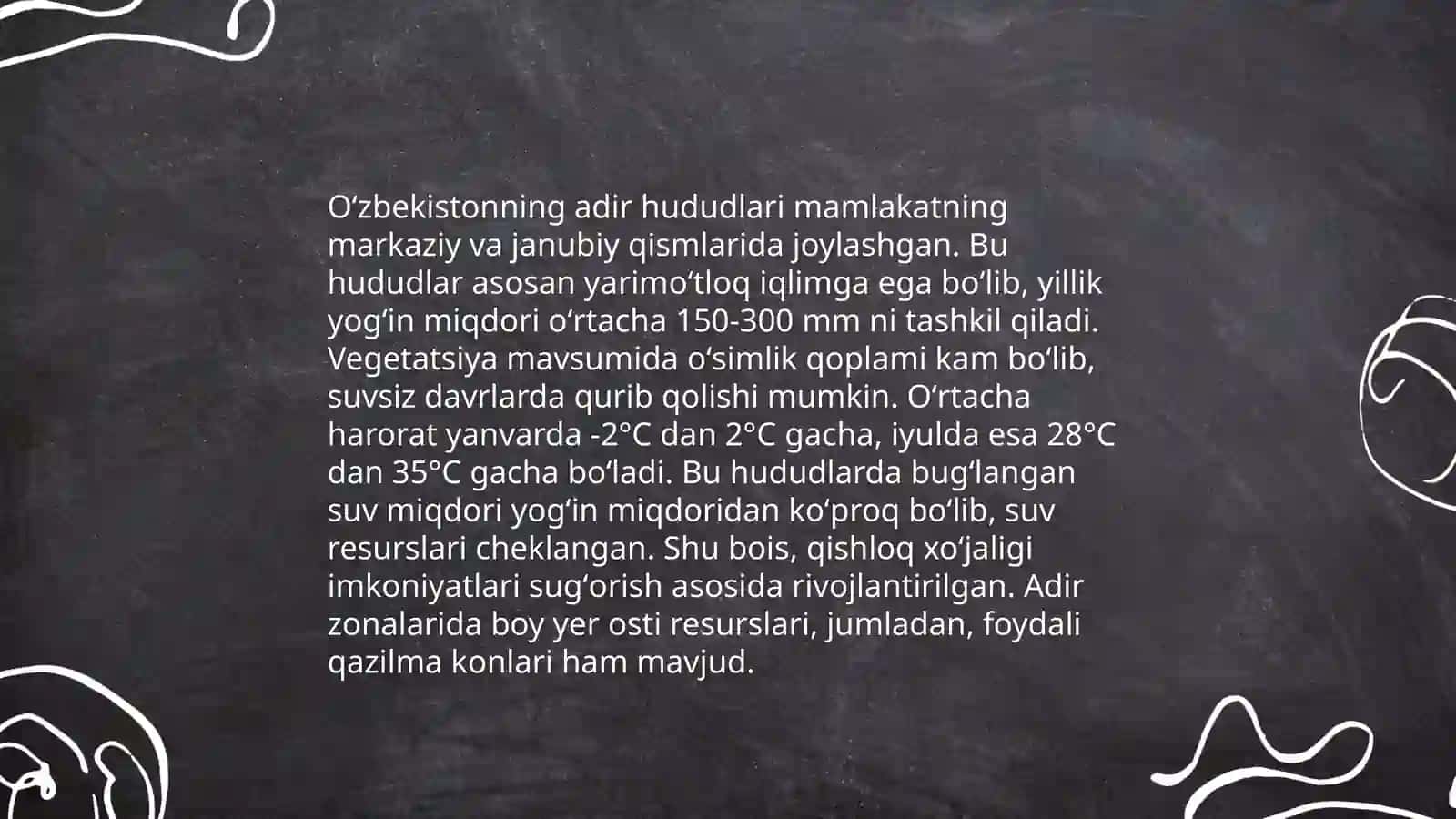 Oʻzbekiston cho'l, adir, togʻ, yaylov va toʻqay landshafti 4