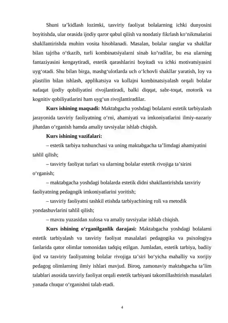 MAKTABGACHA YOSHDAGI BOLALARNI ESTETIK TARBIYALASHDA TASVIRIY FAOLIYATNING O‘RNI 4