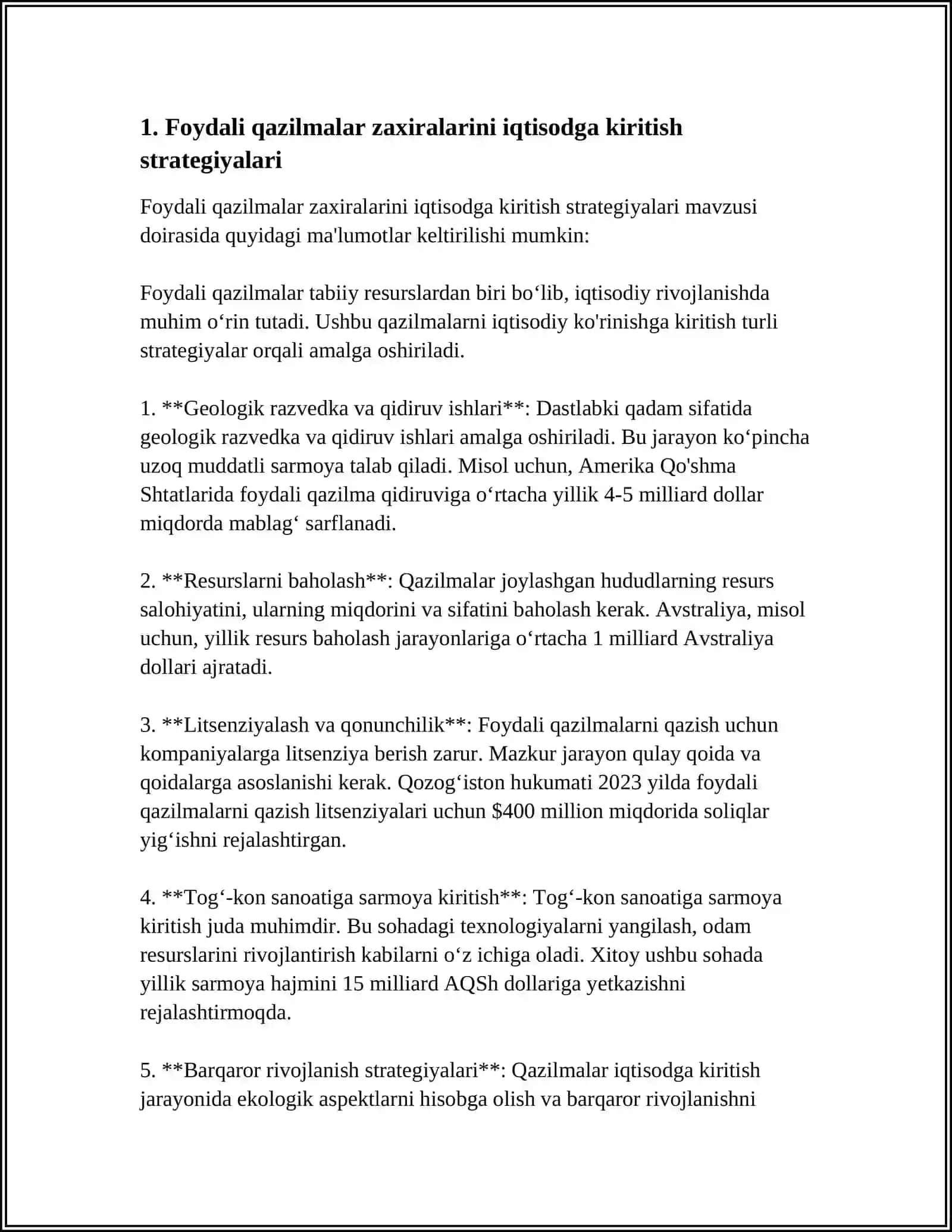 FOYDALI QAZILMALAR KONLAR POTENTSIALIDAN TOʻLIQ VA KOMPLEKS FOYDALANISH DARAJASINI OSHIRISH YOʻLLARI 4