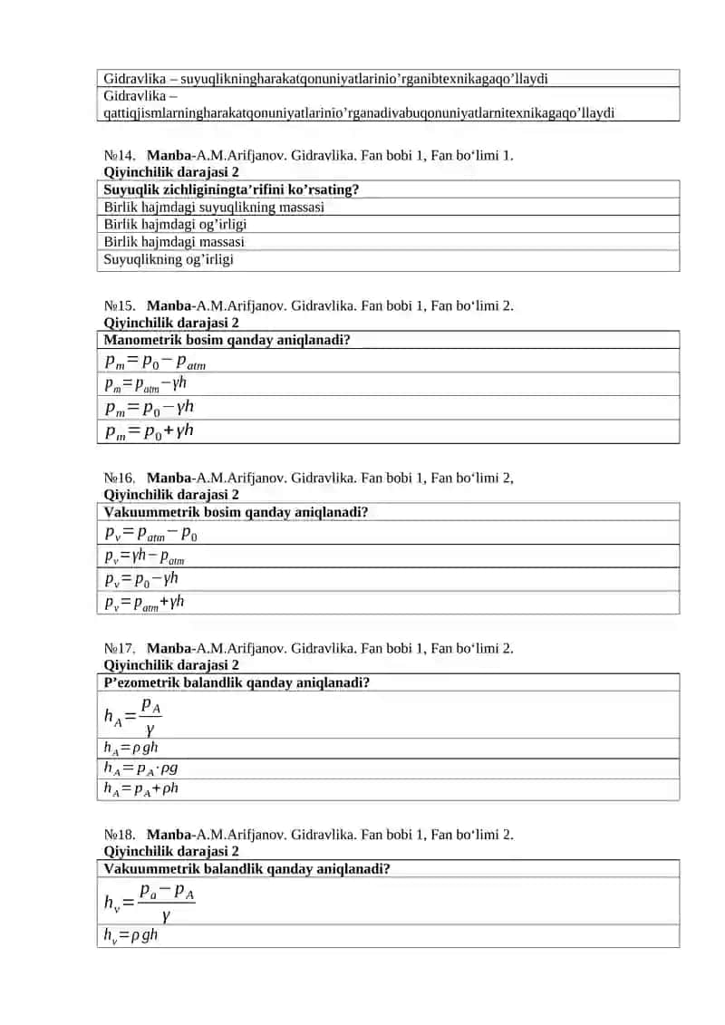 Gidravlika Test Savollari 4