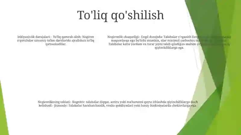 Alohida Yordamga Muhtoj Bolalarda Rivojlanishdagi Nuqsonining Chuqurligi Va Tuzishiga Qarab Inklyuziya Modellarini Tanlash 4