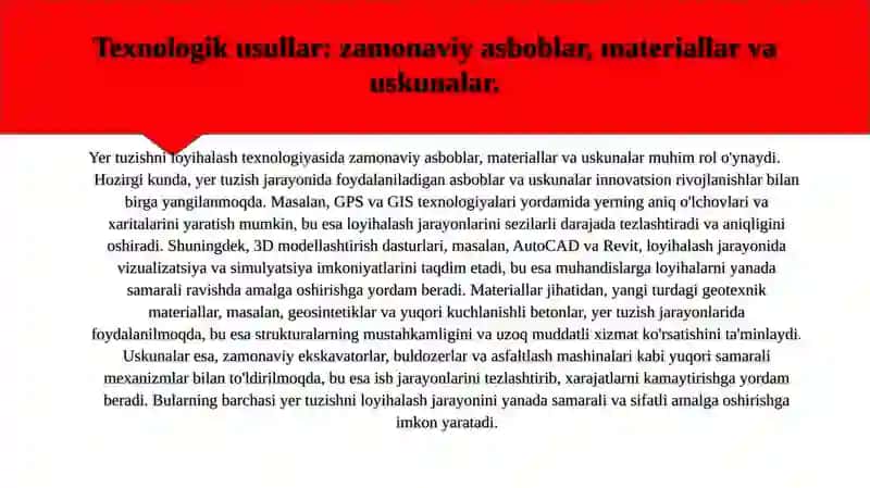 Yer tuzishni loyihalash texnologiyasi va usullari 4