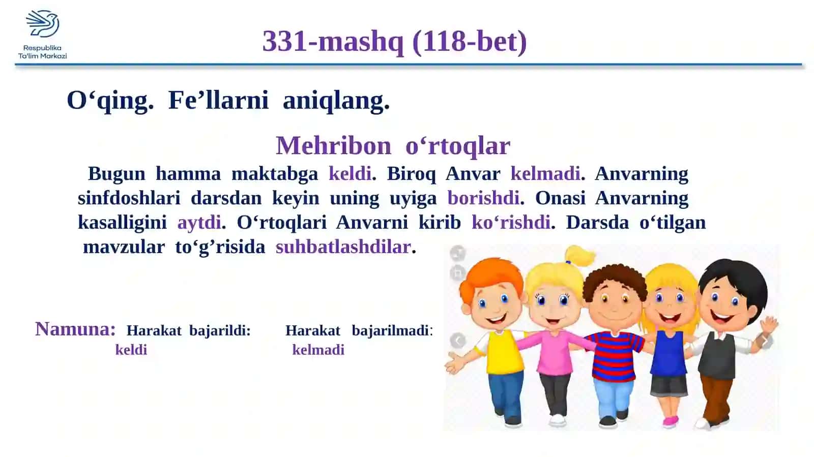 3-sinf O'zbek tili. BO‘LISHLI VA BO‘LISHSIZ FE’LLAR 4