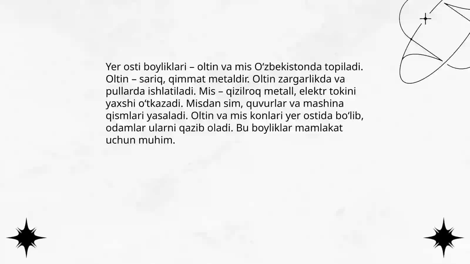 Oʻzbekiston tabiiy boyliklari. 5-6 yoshlar uchun 4