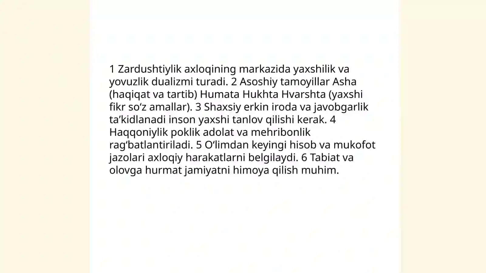 Mintaqamizdagi ilk falsafiy fikrlar. Zardushtiylik talimoti 4