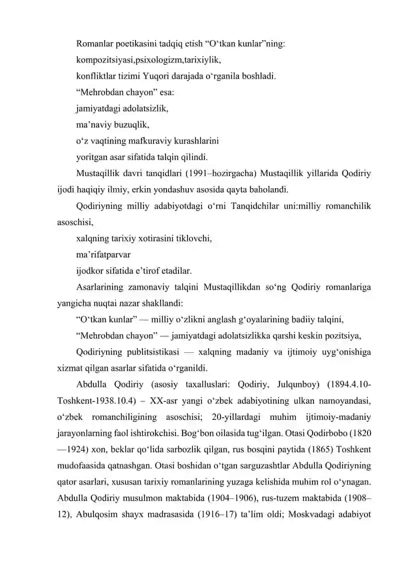 ABDULLA QODIRIY IJODIGA ADABIY TANQIDCHILIK MUNOSABATI 4