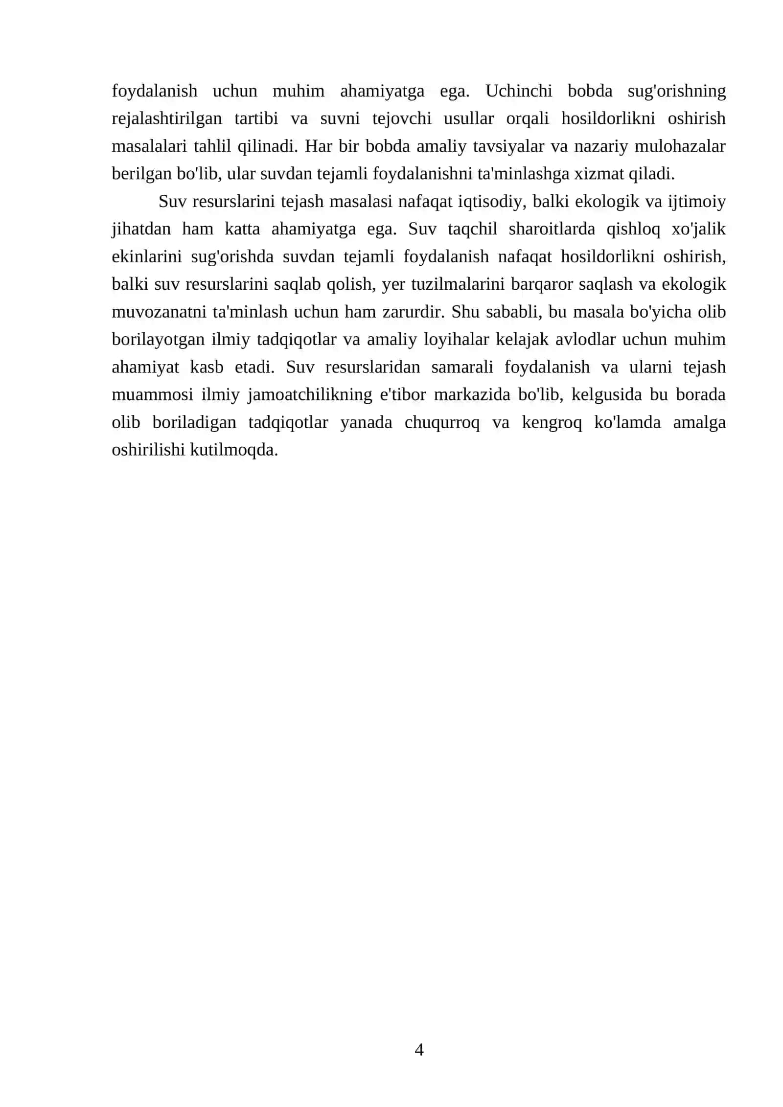 Suv taqchil sharoitlarda qishloq xoʻjalik ekinlarni sugʻorishda suvdan tejamli foydalanish usullari 4