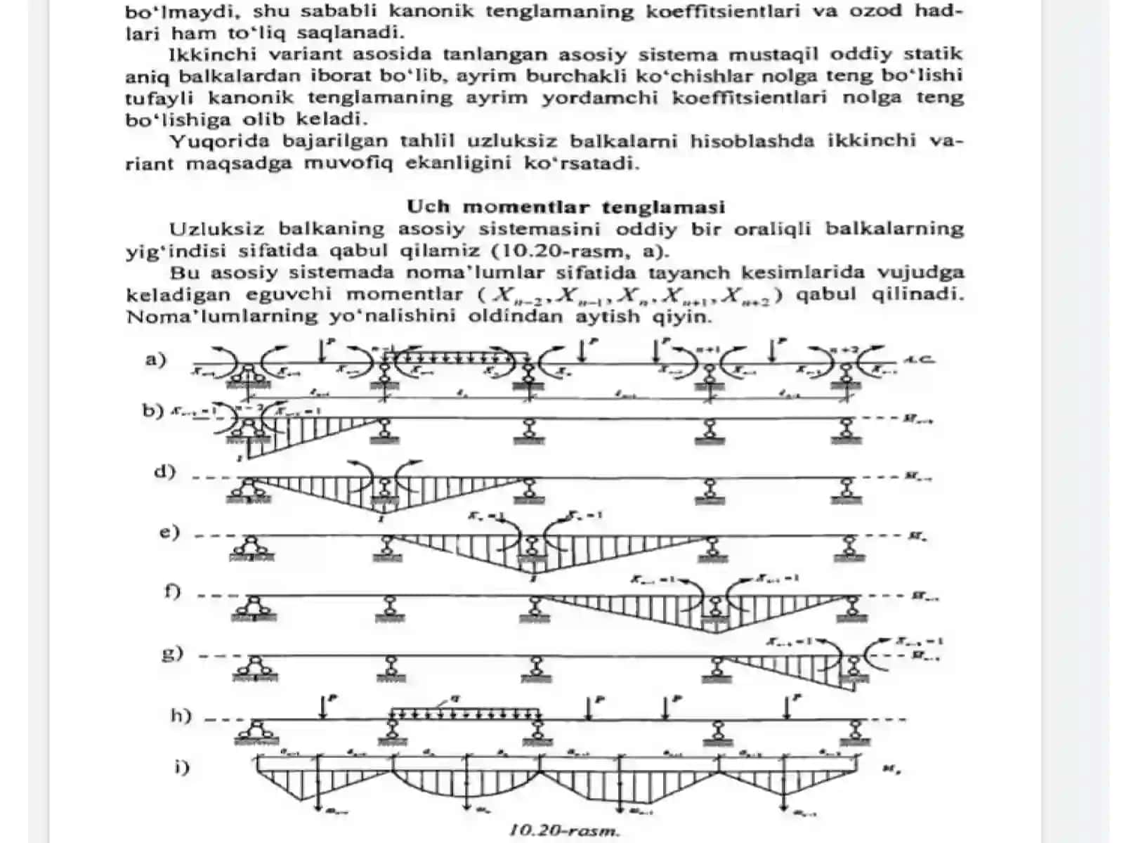 Statik noaniq tekis ramalar va egilishi kichik bulgan egri sterjinlar hisobi 4