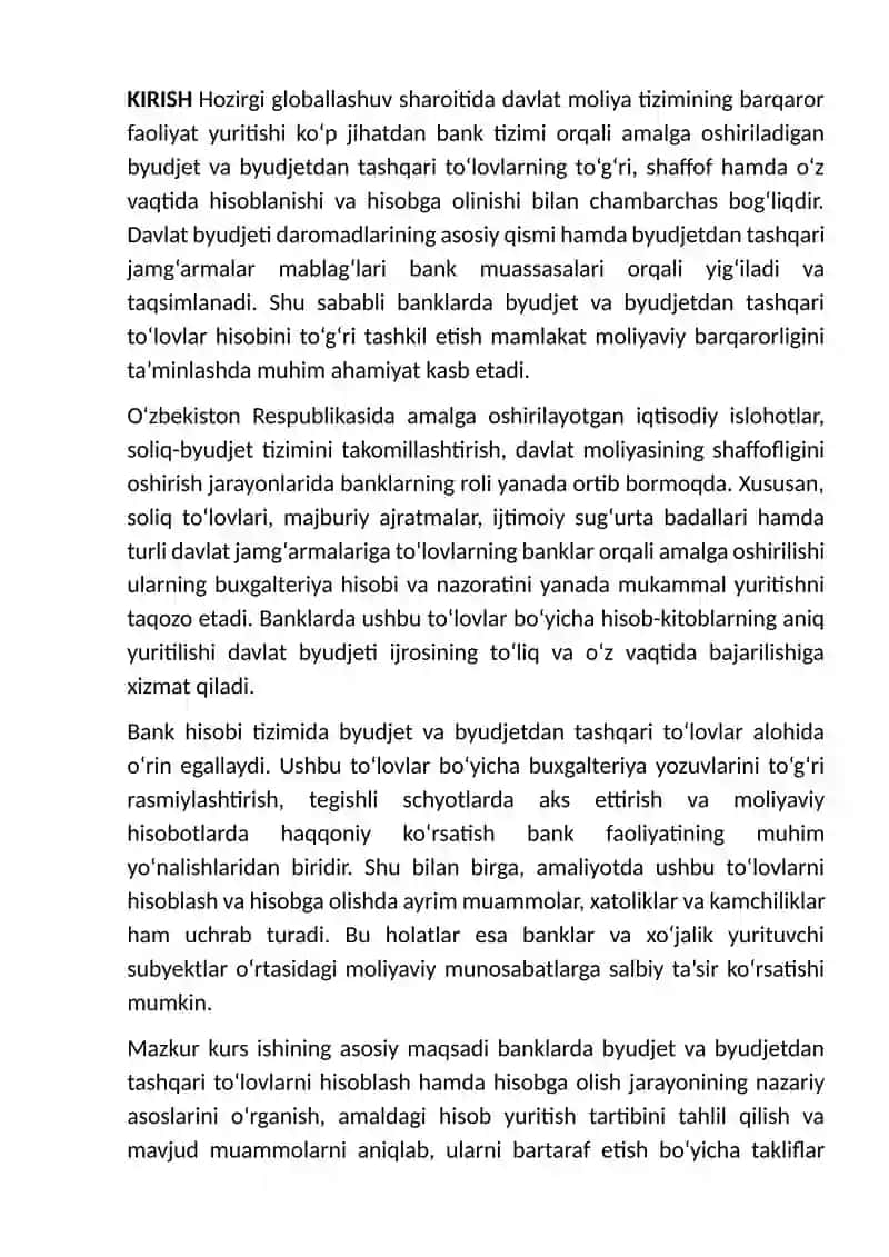 Banklarning byudjet va byudjetdan tashqari to‘lovlarini hisoblash va hisobga olish 4